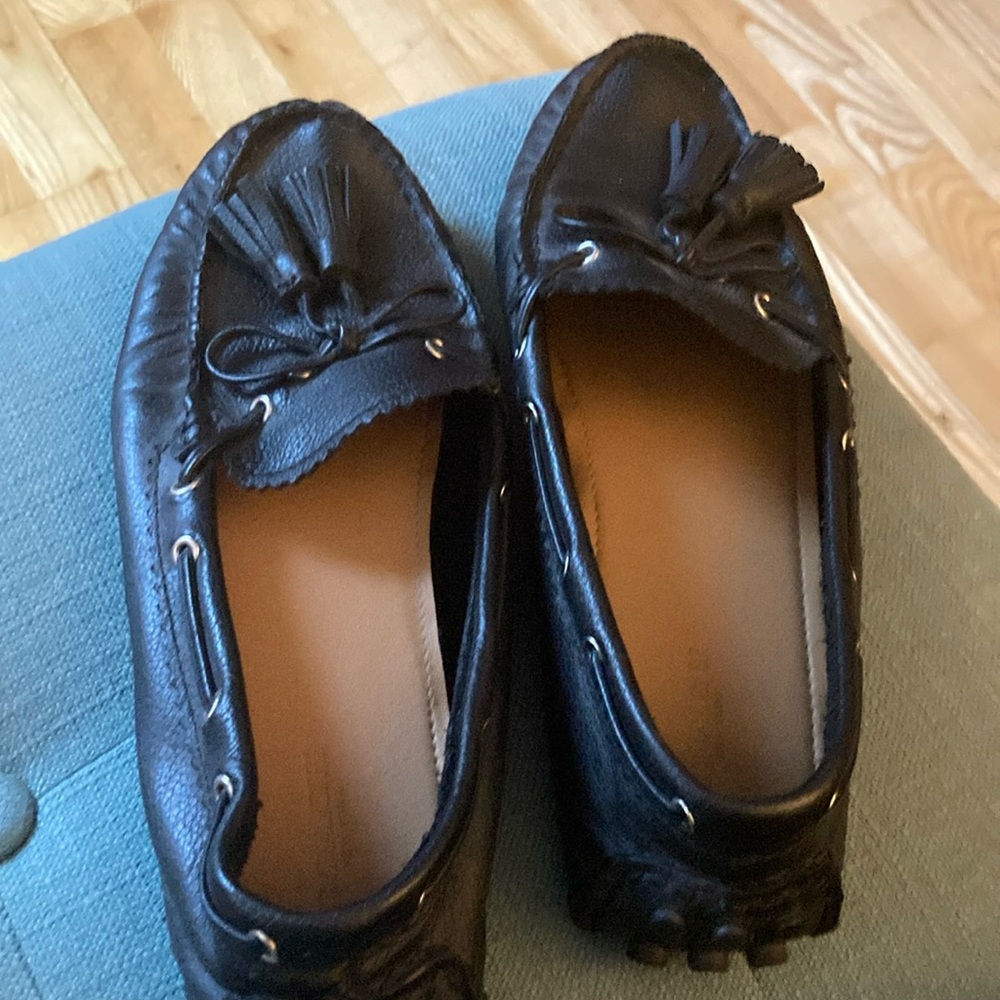 Coach black leather flats